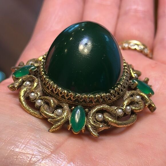 JEANNE VINTAGE BROOCH PENDANT ROYAL WORTHY ORNATE VICTORIAN STYLE PIECE EVUC - Picture 6 of 10